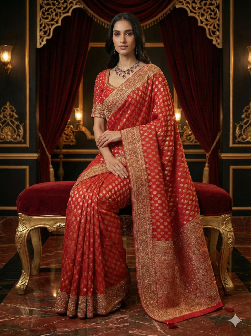 Classic Red Banarasi Saree