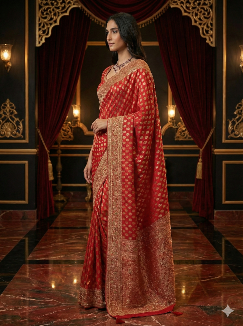 Classic Red Banarasi Saree