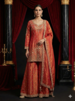 Rust Gold Embroidered Suit