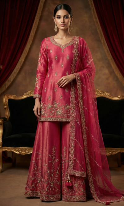 Royal Pink Embroidered Suit