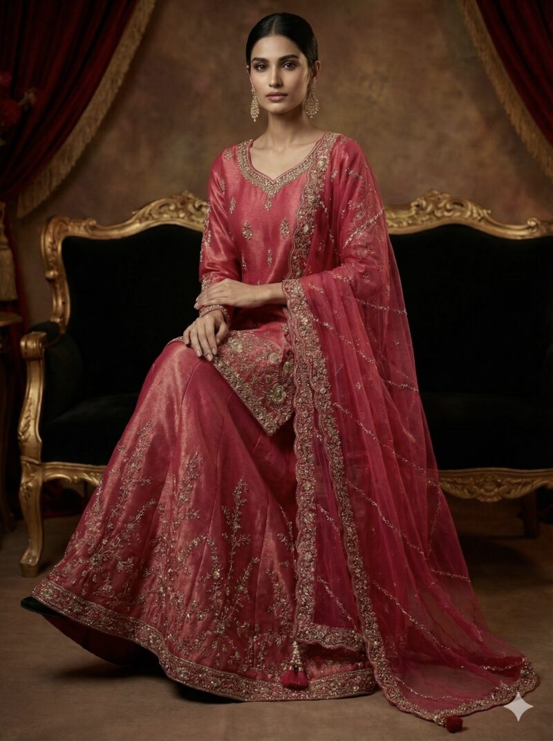 Royal Pink Embroidered Suit