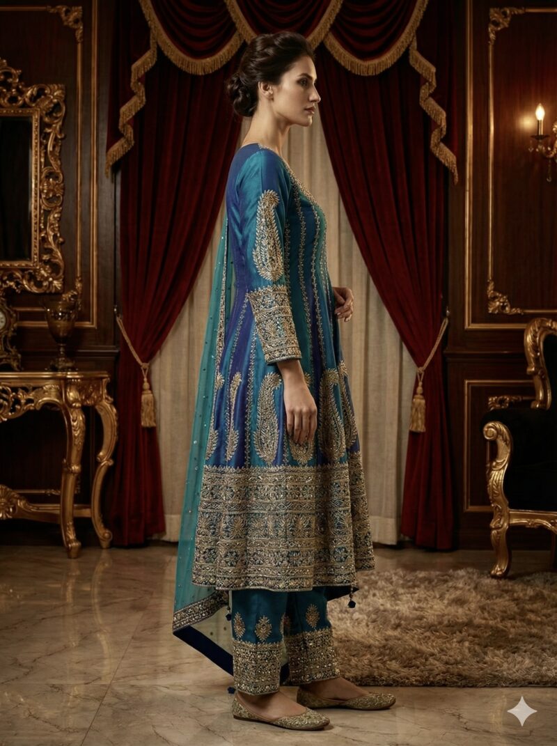 Teal Blue Zari Elegance