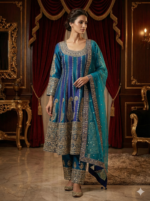 Teal Blue Zari Elegance