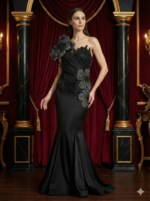 Black Couture Floral Gown