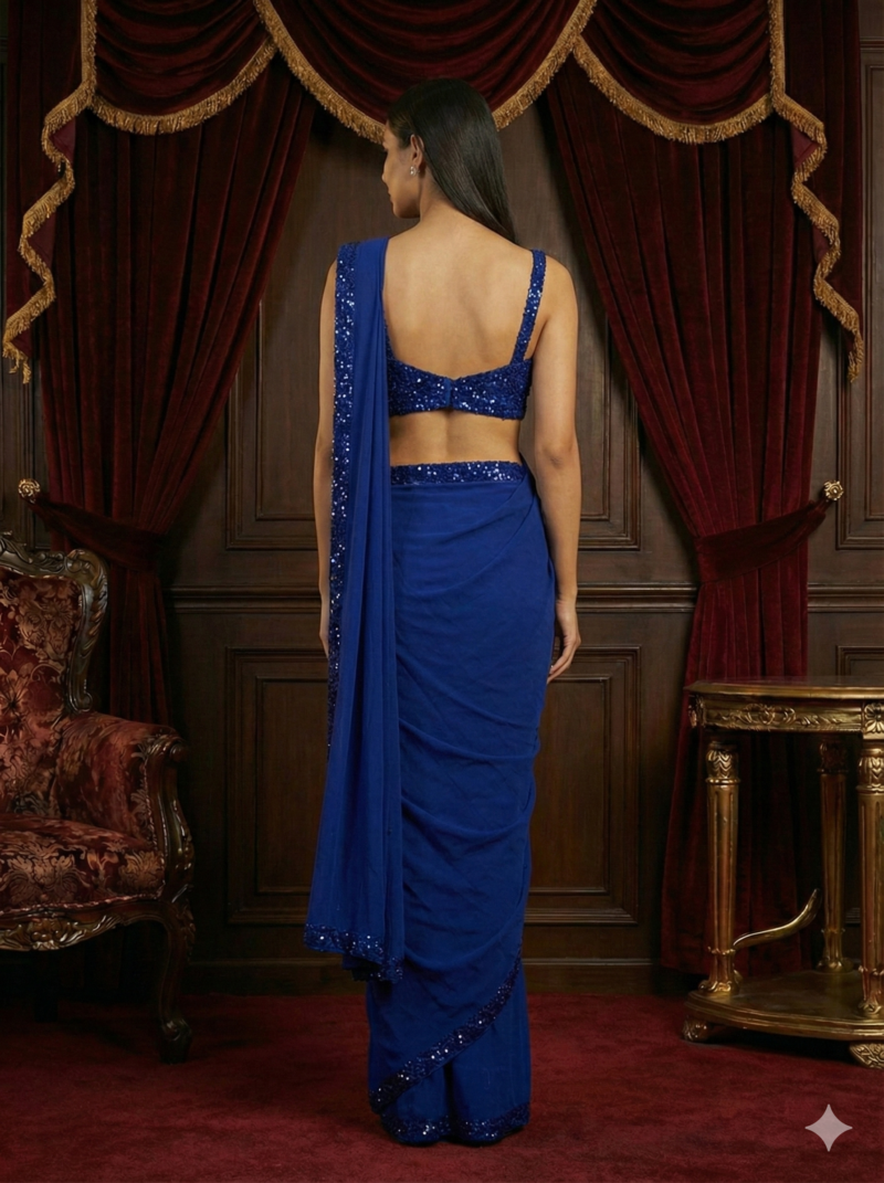 Royal Blue Sequin Saree