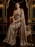 Champagne Draped Embroidered Elegance