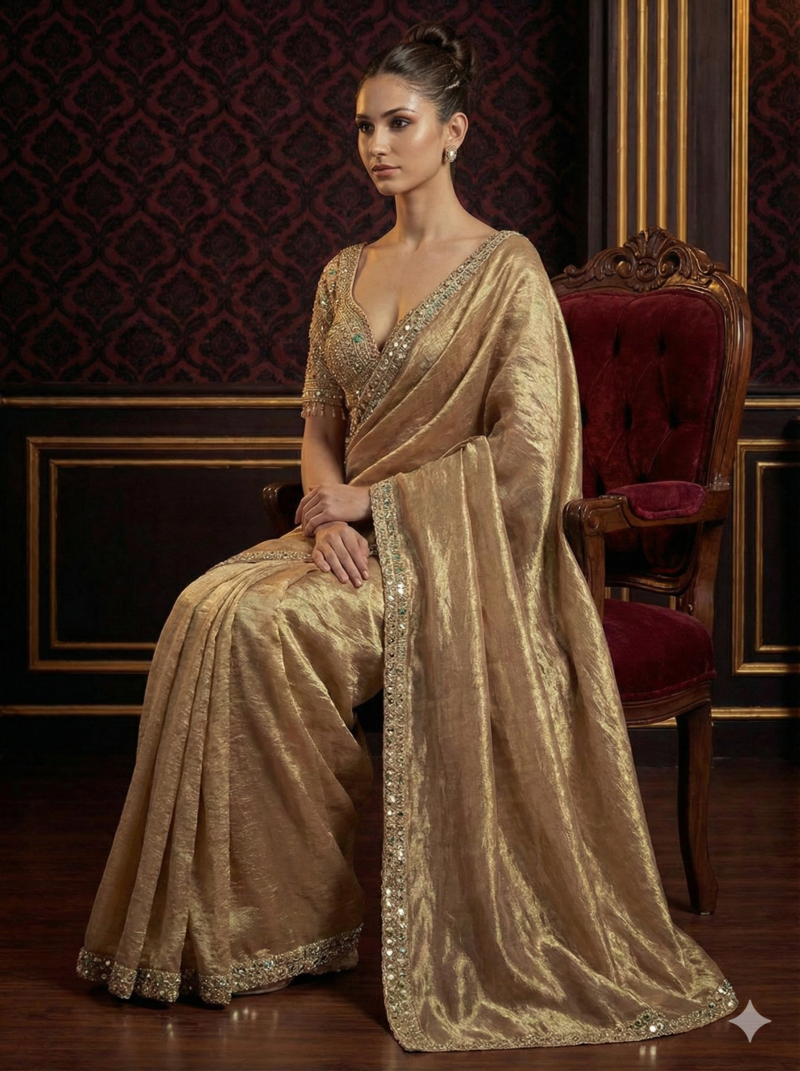 Royal Gold Handwork Saree