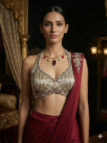 Royal Maroon Draped Saree