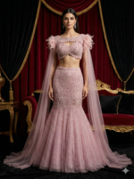 Blush Feather Mermaid Lehenga