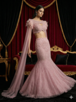 Blush Feather Mermaid Lehenga
