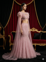 Blush Feather Mermaid Lehenga
