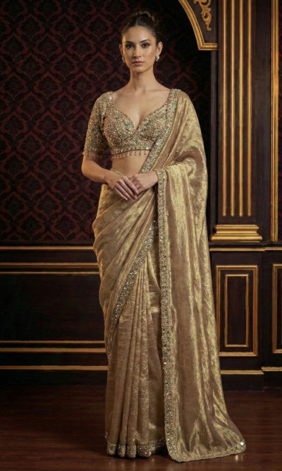 Royal Gold Handwork Saree