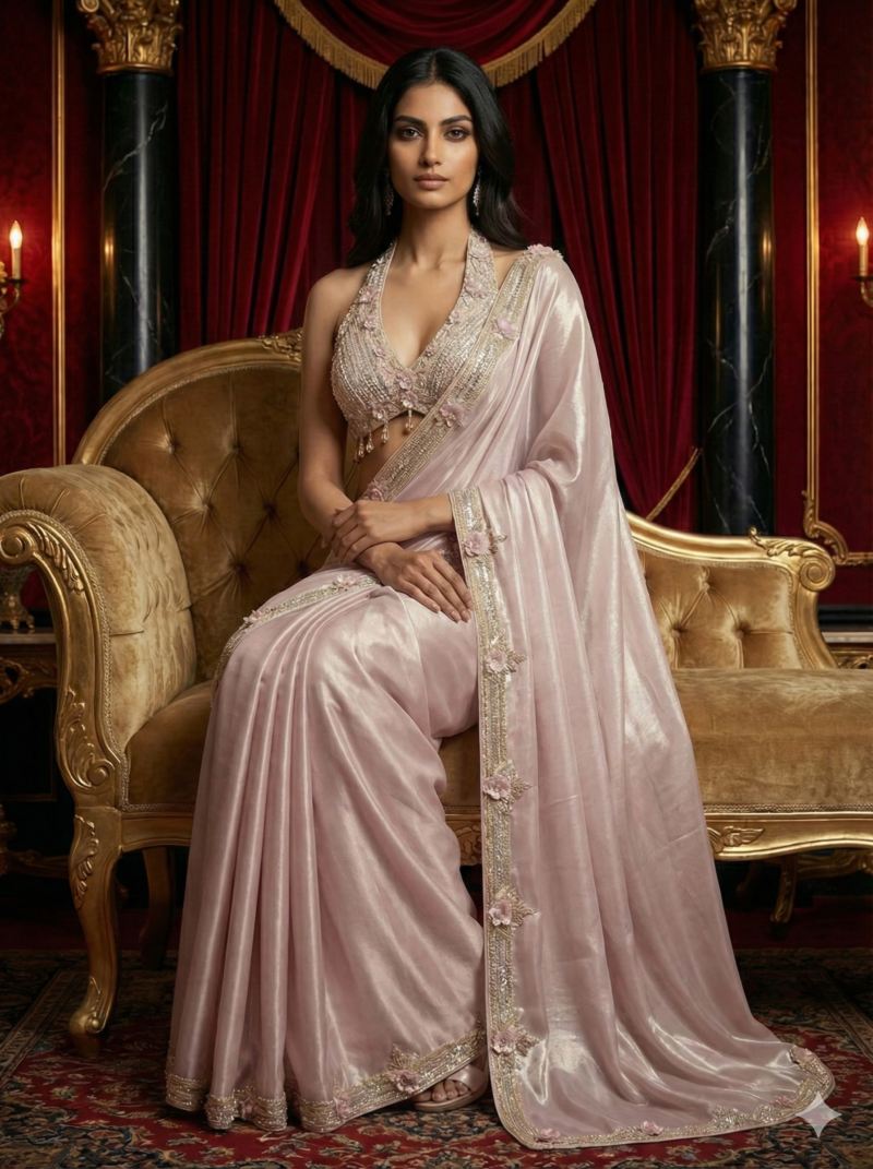 Blush Gold Handwork Saree