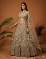 Champagne Gold Heavy Embroidered Bridal Lehenga