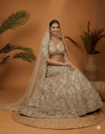 Champagne Gold Heavy Embroidered Bridal Lehenga