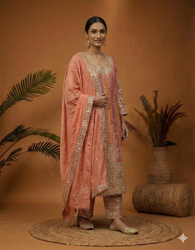 Premium Embroidered Anarkali Suit Set with Dupatta