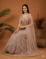 Dusty Rose Floral Embroidered Lehenga Set