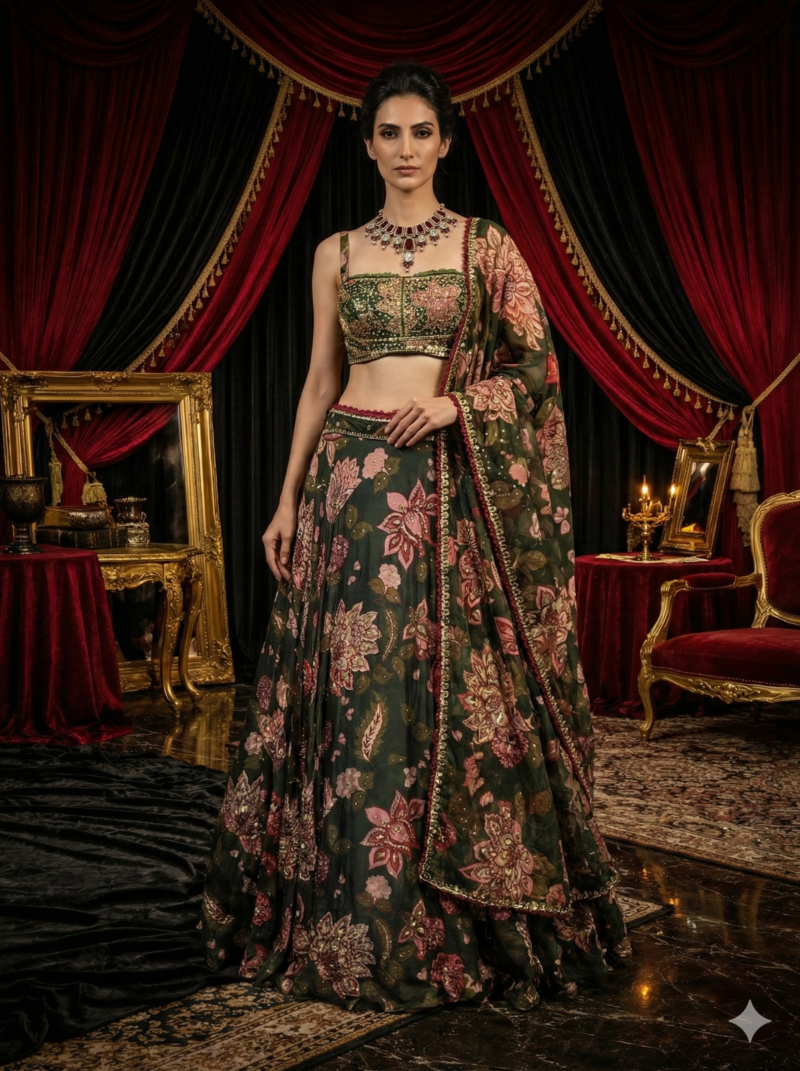 Royal Floral Print Lehenga Set