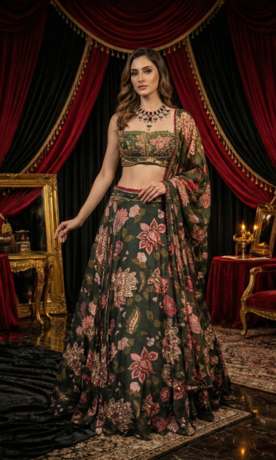 Royal Floral Print Lehenga Set