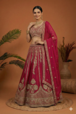 Magenta Embroidered Bridal Lehenga Set