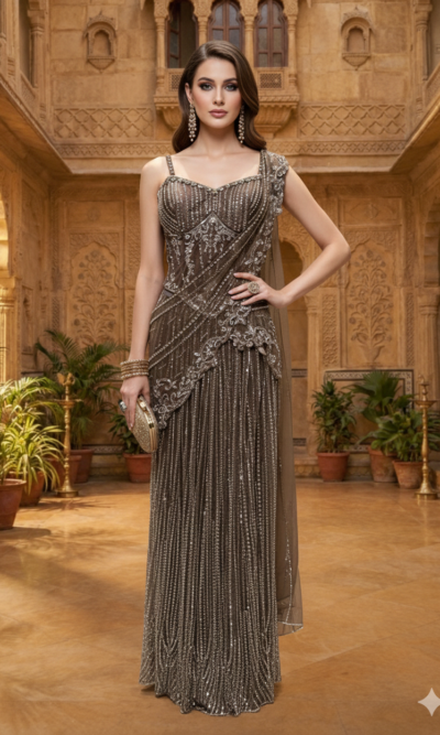 Embellished Drape Saree with Designer Blouse