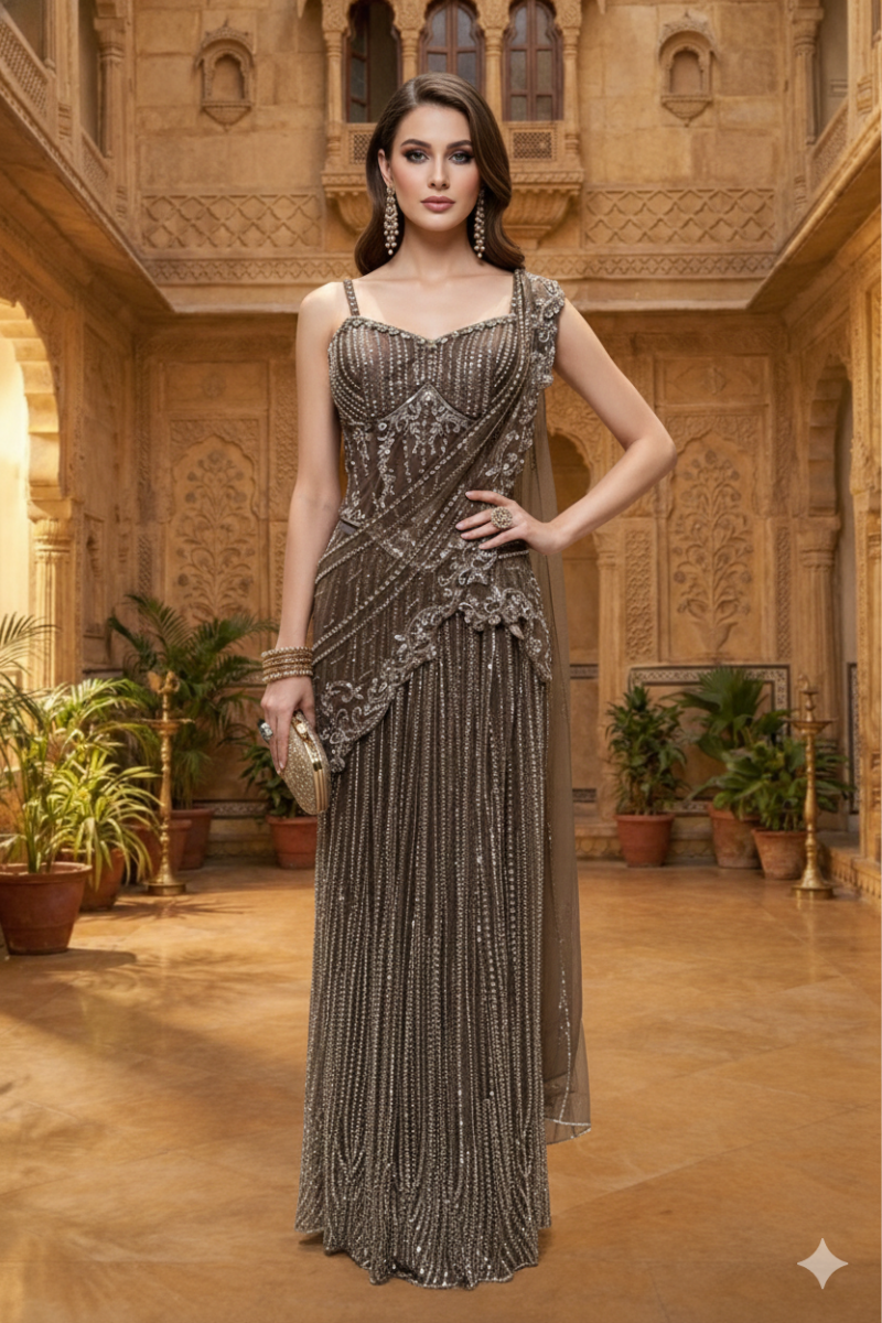 Embellished Drape Saree with Designer Blouse