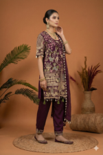 Deep Plum Embroidered Festive Suit Set