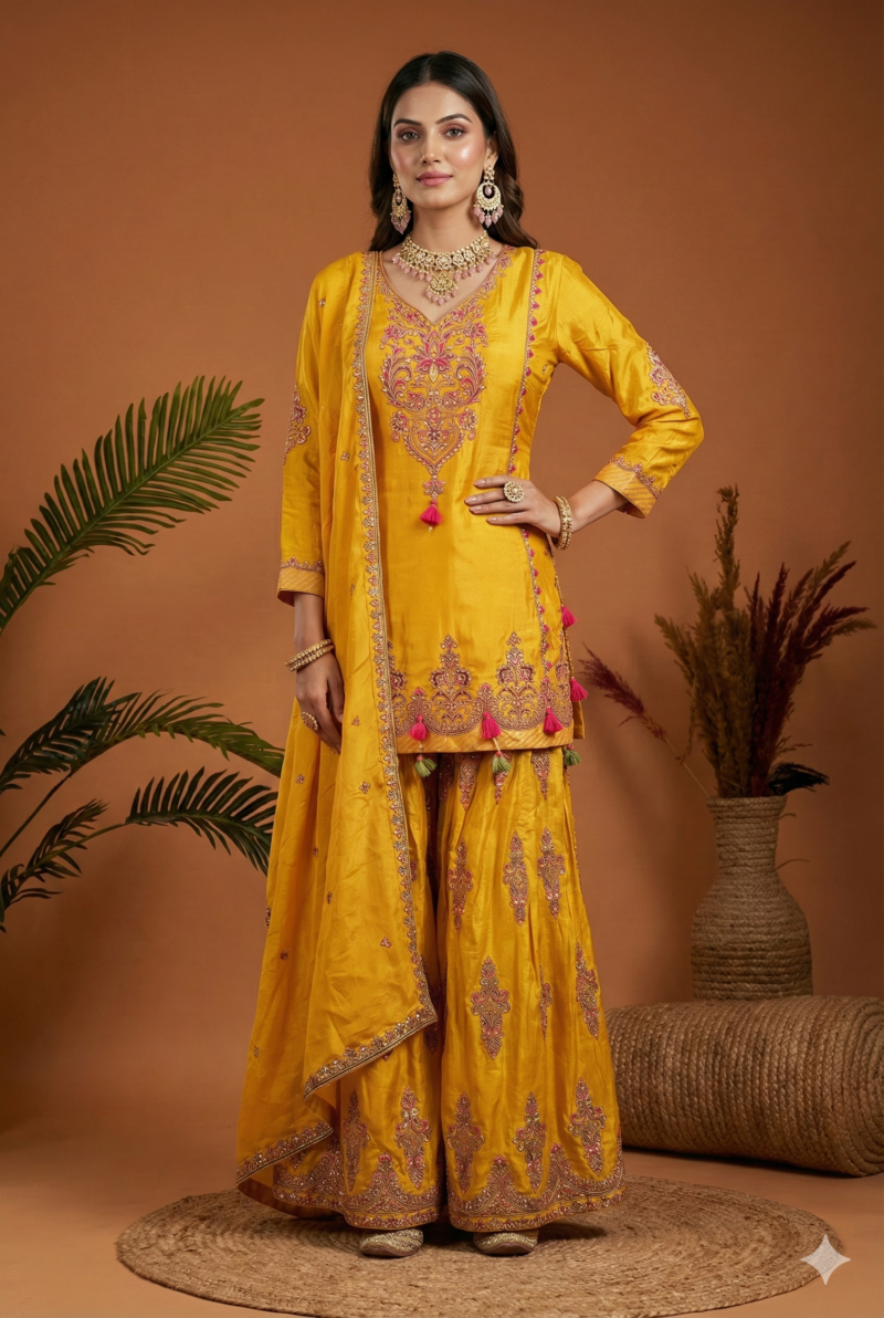Luxury Raw Silk Ethnic Suit Set in Regal Hues