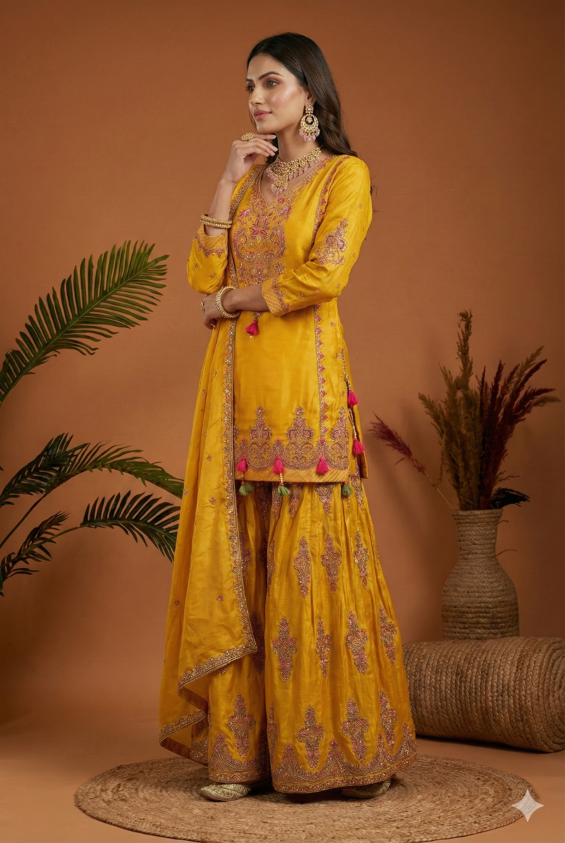 Luxury Raw Silk Ethnic Suit Set in Regal Hues