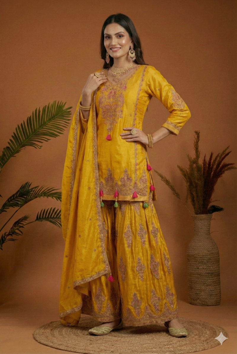 Luxury Raw Silk Ethnic Suit Set in Regal Hues