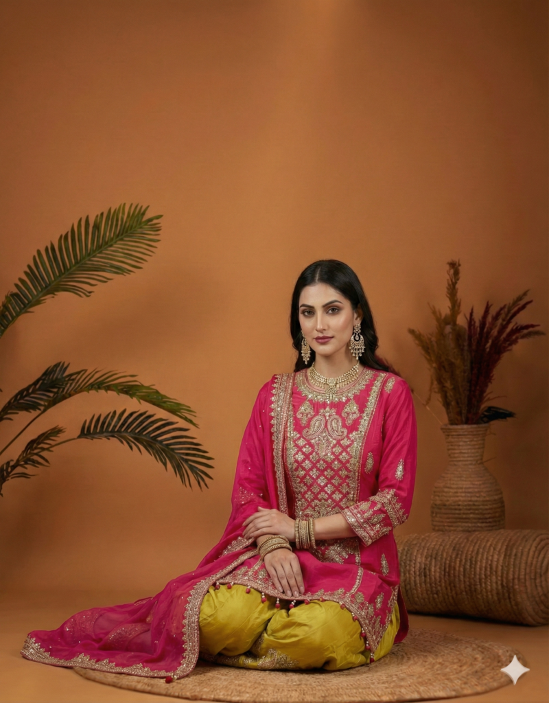 Festive Wear Suit Set in Dual Tones