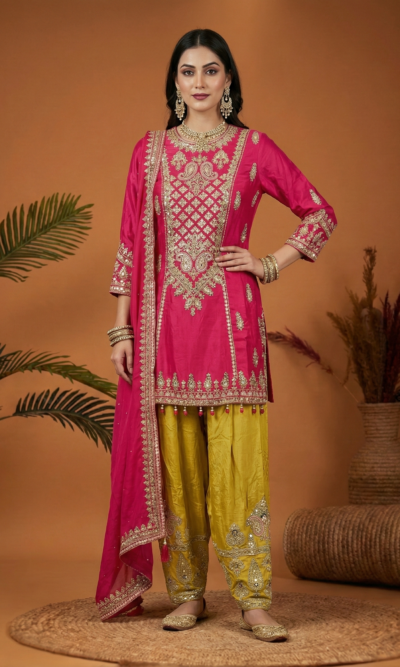 Festive Wear Suit Set in Dual Tones