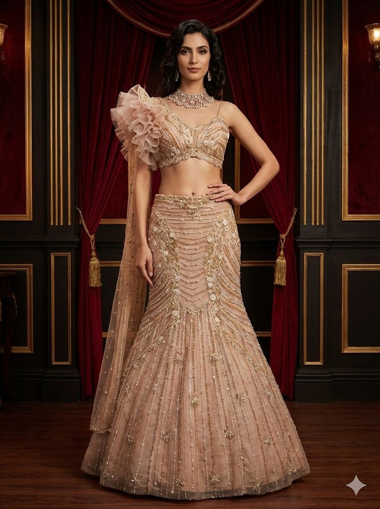 Soft Gold Ruffle Lehenga