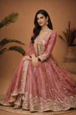 Dusty Rose Embroidered Anarkali Set