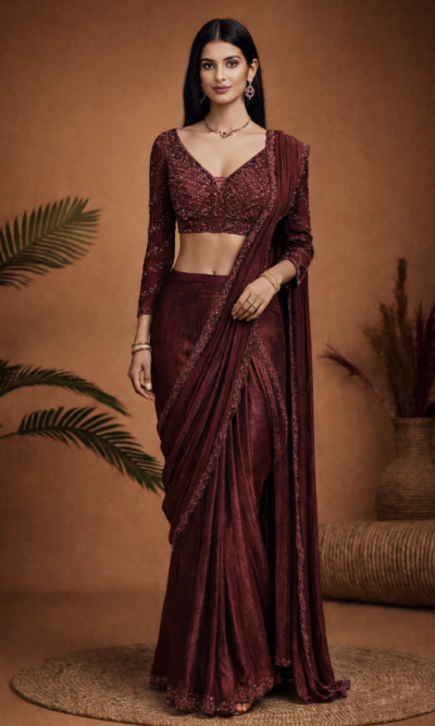 Opulent Wine Evening Saree