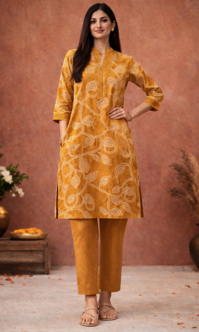Rustic Mustard Cotton Suit Set