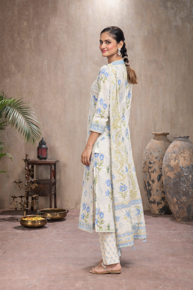 Elegant floral suit set with dupatta