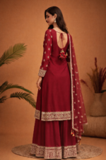 Royal Red Embroidered Kurta Sharara Set