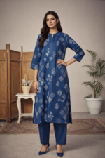 Classic Blue Printed Suit Set