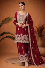 Classic Embroidered Mahroon Suit