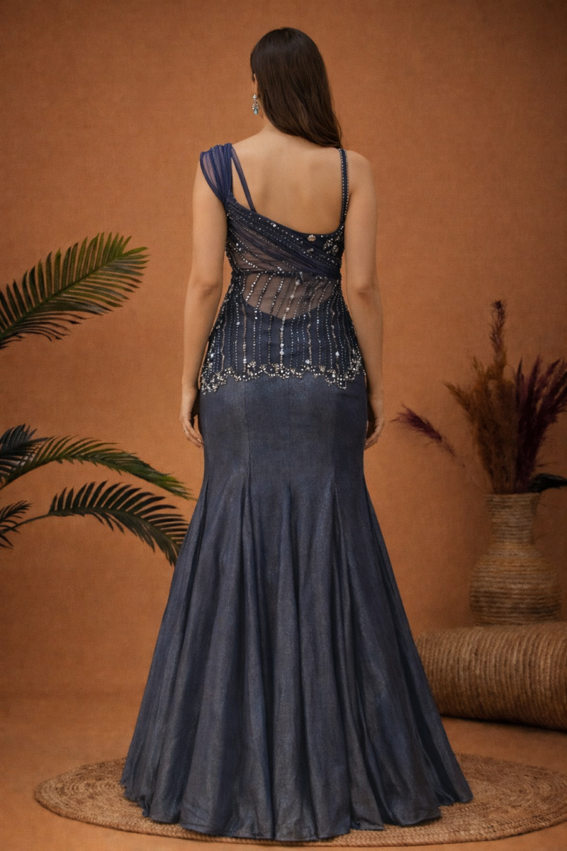 Moonlit Grey Mermaid Lehenga