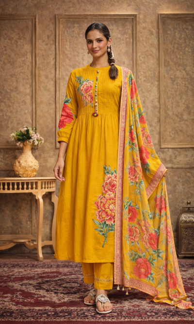 Elegant royal suit set with dupatta