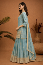 Pastel Embroidered Kurta Sharara Set