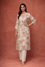 Ivory Pink Floral Suit Set