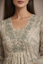 Elegant Floral Cotton A-Line Suit Set