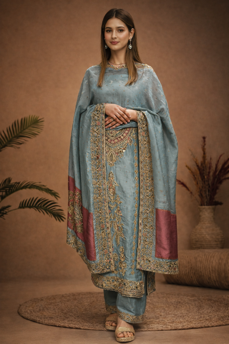 Antique Zari Unstitched Suit