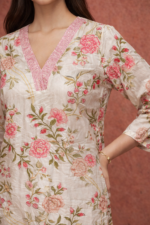 Ivory Pink Floral Suit Set