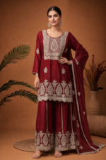 Classic Embroidered Mahroon Suit