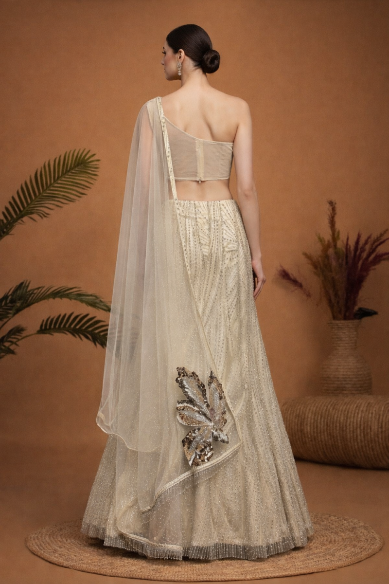 Champagne Gold Embellished Lehenga Set