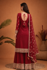 Royal Red Embroidered Kurta Sharara Set